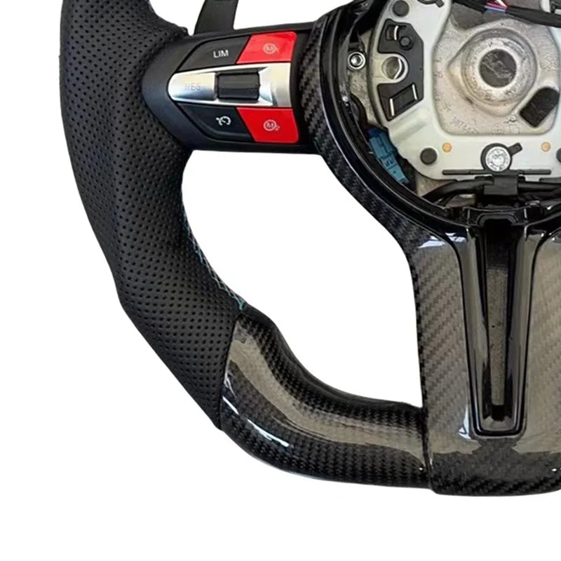 Volante para 3/5 Series de fibra de carbono de cuero deportivo de cuero 3 Spoke Fit F30 F32 F10 F20 F07 F01 F11 F16 F13 F01 E46 E60 E90 M3 M4