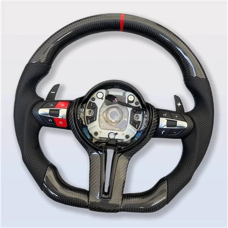 Volante para 3/5 Series de fibra de carbono de cuero deportivo de cuero 3 Spoke Fit F30 F32 F10 F20 F07 F01 F11 F16 F13 F01 E46 E60 E90 M3 M4