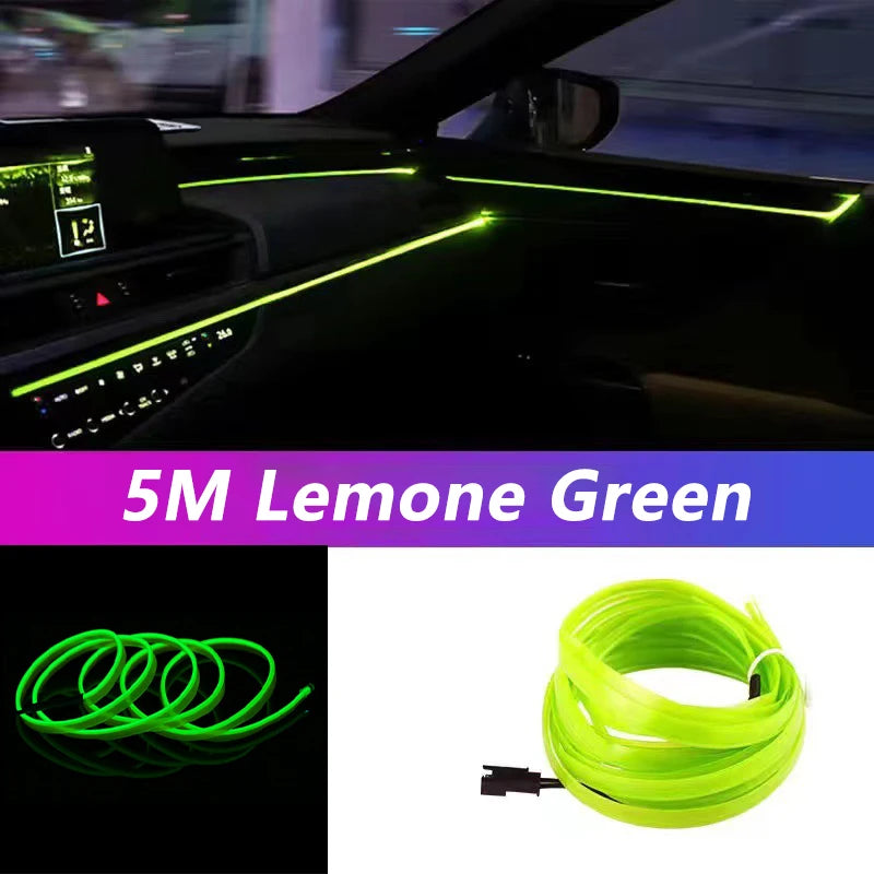 Tira de luces LED de 5 m para interior de coche, neón,lámpara decorativa para coche, luz ambiental flexible, USB,